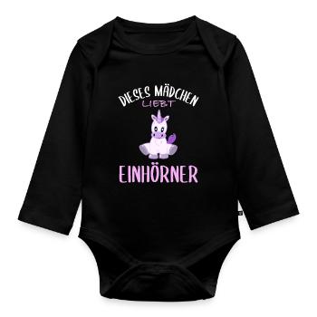 Girls and Unicorns - A Magical Love - Organic Longsleeve Baby Bodysuit - black - Front