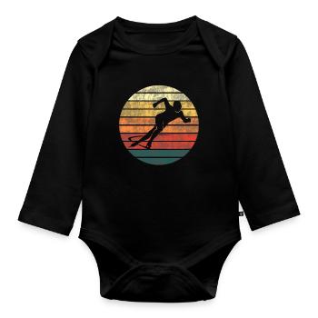 Figure Skating Sunset Silhouette Gift - Organic Longsleeve Baby Bodysuit - black - Front