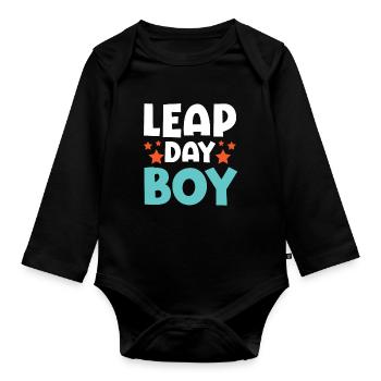 Happy Birthday Schaltjahr 29. Februar Schalttag - Baby Bio-Langarm-Body - Schwarz - Vorne