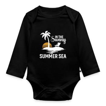 In the sunny summer sea - Organic Longsleeve Baby Bodysuit - black - Front