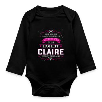 Eure Hoheit Claire betritt den Raum - Baby Bio-Langarm-Body - Schwarz - Vorne
