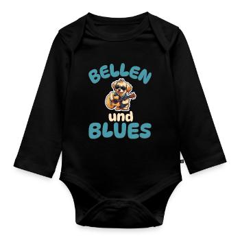 Bellen und Blues - Hunde Gitarre - Baby Bio-Langarm-Body - Schwarz - Vorne