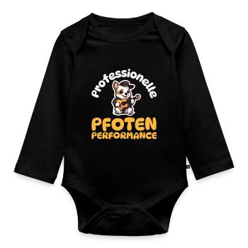 Professionelle Pfoten Performance - Hunde Gitarre - Baby Bio-Langarm-Body - Schwarz - Vorne