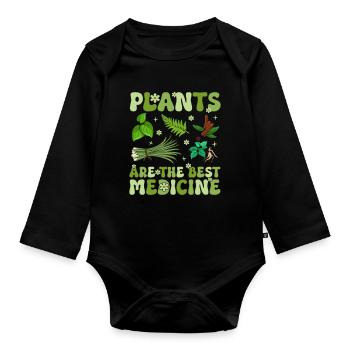 Régime végétalien Groovy à base de plantes - Body Bébé bio manches longues - noir - Devant