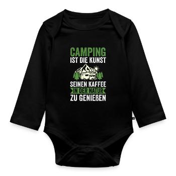 Camper Caravan Motorhome Camping Camping - Organic Longsleeve Baby Bodysuit - black - Front