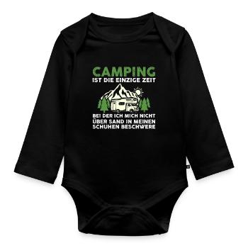 Camper Caravan Motorhome Camping Camping - Organic Longsleeve Baby Bodysuit - black - Front