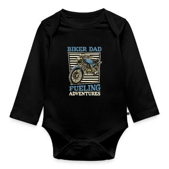 Motorrad Biker Motorbike Motorcycle Dad - Organic Longsleeve Baby Bodysuit - black - Front
