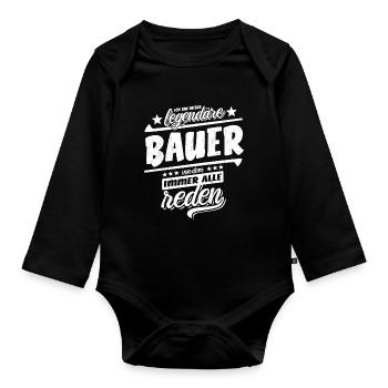 Ich bin dieser legendäre Bauer von dem alle reden - Baby Bio-Langarm-Body - Schwarz - Vorne