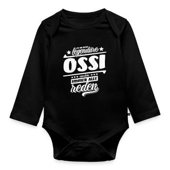 Ich bin dieser legendäre Ossi von dem alle reden - Baby Bio-Langarm-Body - Schwarz - Vorne