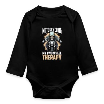 Motorrad Biker Motorbike Motorcycle Therapy - Organic Longsleeve Baby Bodysuit - black - Front