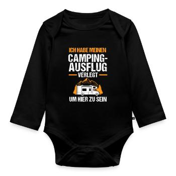 Campen Camping Camping-Liebhaber Geschenk - Baby Bio-Langarm-Body - Schwarz - Vorne