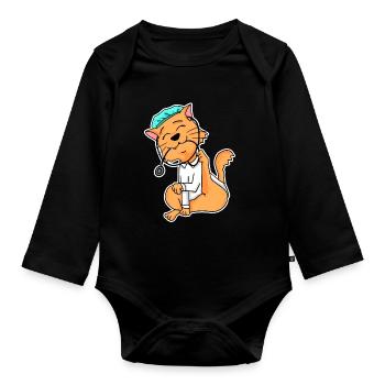 Cadeau de médecine vétérinaire vétérinaire pour animaux - Body Bébé bio manches longues - noir - Devant