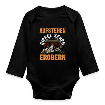 Bergsteiger Wandern Wanderer Klettern Bergsteigen - Baby Bio-Langarm-Body - Schwarz - Vorne