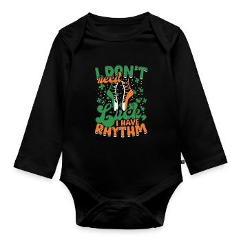 Danse irlandaise, je n'ai pas besoin de chance, j'ai du rythme - Body Bébé bio manches longues - noir - Devant