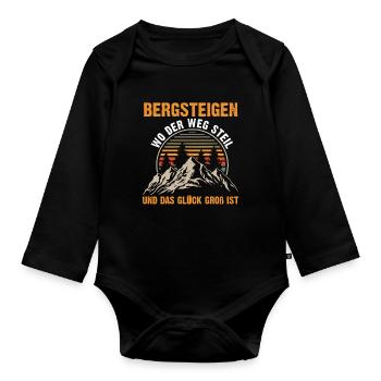 Bergsteiger Wandern Wanderer Klettern Bergsteigen - Baby Bio-Langarm-Body - Schwarz - Vorne