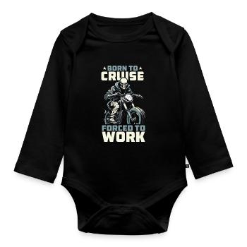 Motorrad Biker Motorbike - Baby Bio-Langarm-Body - Schwarz - Vorne