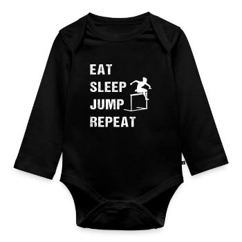 Eat Sleep Jump Repeat - Runner's Life - Organic Longsleeve Baby Bodysuit - black - Front