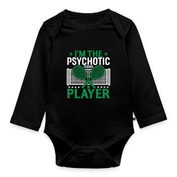 Je suis le joueur de tennis psychotique - Body Bébé bio manches longues - noir - Devant