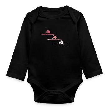 Colorful Long Jump Art - Organic Longsleeve Baby Bodysuit - black - Front