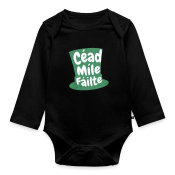 Céad Míle Fáilte: Embrace Celtic Charm & Tradition - Organic Longsleeve Baby Bodysuit - black - Front