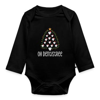Oh Dentistree Weihnachten Zahnheilkunde Zahnärzte - Baby Bio-Langarm-Body - Schwarz - Vorne