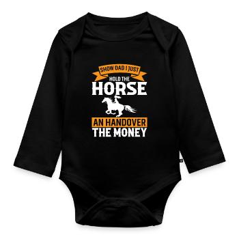 Montrer Papa Je Tiens Juste Le Cheval Un Transfert Le Mon - Body Bébé bio manches longues - noir - Devant