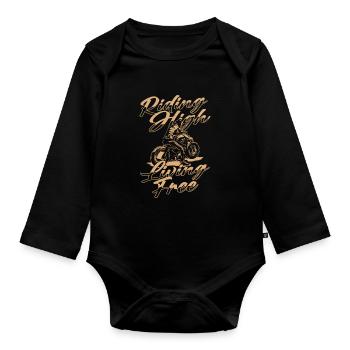 Motorrad Biker Motorbike - Baby Bio-Langarm-Body - Schwarz - Vorne