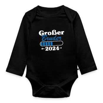 Großer Bruder Loading 2024 - Baby Bio-Langarm-Body - Schwarz - Vorne