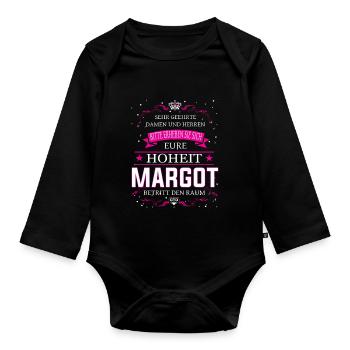 Votre Altesse Margot entre dans la chambre - Body Bébé bio manches longues - noir - Devant