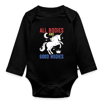 Tous les corps sont de bons corps - Body Bébé bio manches longues - noir - Devant