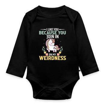 Je t’aime parce que tu te joins à mon étrangeté - Body Bébé bio manches longues - noir - Devant