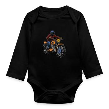 Motorrad Biker Motorbike Skull Motorcycle - Organic Longsleeve Baby Bodysuit - black - Front