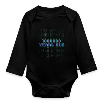 64. Geburtstag 64 Jahre alt Binärcode Coder - Baby Bio-Langarm-Body - Schwarz - Vorne