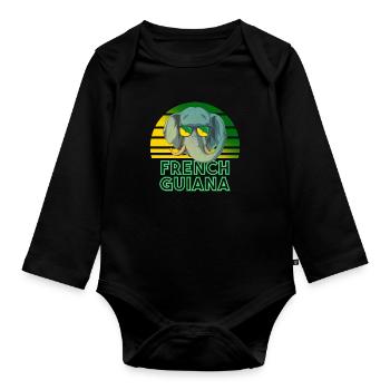 Französisch-Guayana - Baby Bio-Langarm-Body - Schwarz - Vorne