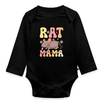 Groovy Rat Mom Femelle Rat Propriétaire d’animaux de compagnie - Body Bébé bio manches longues - noir - Devant