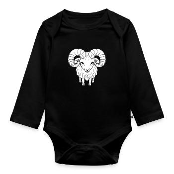 Aries Kawaii - Organic Longsleeve Baby Bodysuit - black - Front