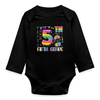 5.Klasse Schulkind Erster Schultag - Baby Bio-Langarm-Body - Schwarz - Vorne