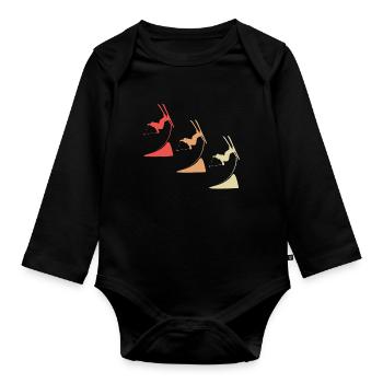 Colorful Masters of the Skies - Ski Freestyle Extravaganza - Organic Longsleeve Baby Bodysuit - black - Front