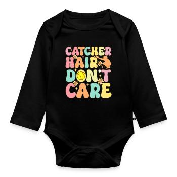 Softball Catcher Joueur de softball - Body Bébé bio manches longues - noir - Devant