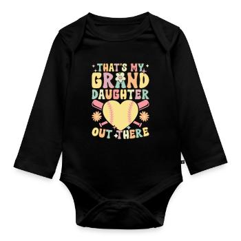 Groovy Softball Spieler - Baby Bio-Langarm-Body - Schwarz - Vorne