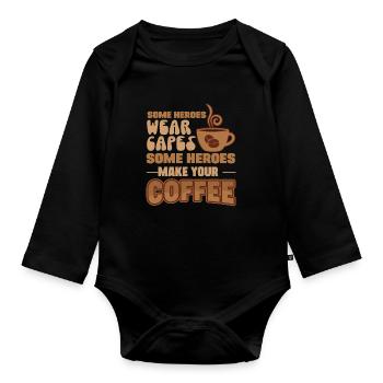 Some heroes wear capes - others cook - Organic Longsleeve Baby Bodysuit - black - Front