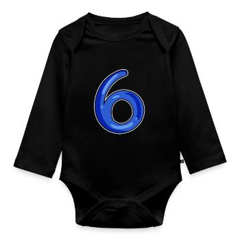 Number 6 Number Dark Blue - Organic Longsleeve Baby Bodysuit - black - Front