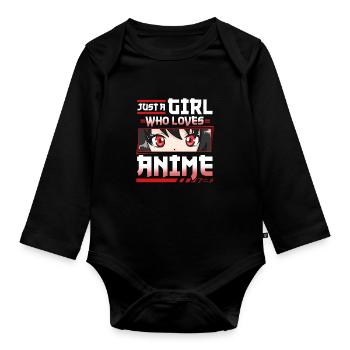 Just A Girl Who Loves Anime Cosplay Girls Costume - Organic Longsleeve Baby Bodysuit - black - Front