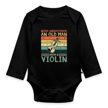 Ne sous-estimez jamais un vieil homme avec un violon Violi - Body Bébé bio manches longues - noir - Devant