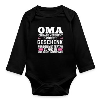 Oma Familie grossmuter Geschenk - Baby Bio-Langarm-Body - Schwarz - Vorne
