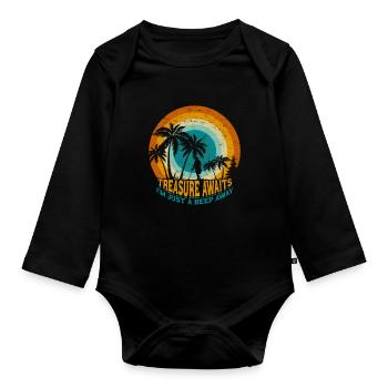 Détecteur de pêche à la terre Chasseur de trésors - Body Bébé bio manches longues - noir - Devant