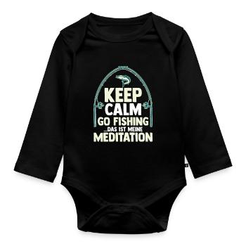 Angler Fishing Fishing Rod Fishing - Organic Longsleeve Baby Bodysuit - black - Front