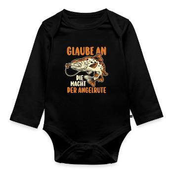 Angler Fischen Angelrute Angeln - Baby Bio-Langarm-Body - Schwarz - Vorne