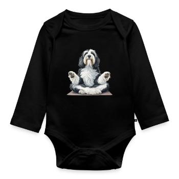 Inspirer, Expirer - Carlin, Yoga, Exercice, Sports canins - Body Bébé bio manches longues - noir - Devant