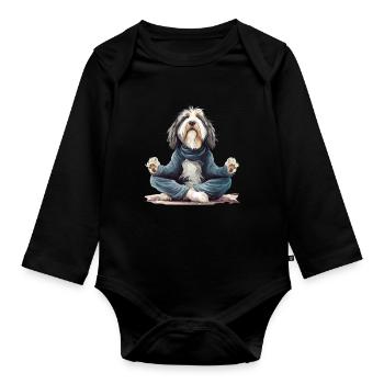 Inspirer, Expirer - Carlin, Yoga, Exercice, Sports canins - Body Bébé bio manches longues - noir - Devant